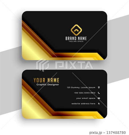 luxurious dark black business card template with golden touch 137488780