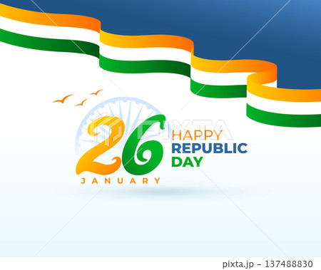 26th january republic day festive background with curvy tricolor ribbon and ashoka chakra 26th january republic day festive background with curvy tricolor ribbon and ashoka chakra 137488830