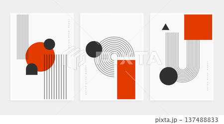 abstract bauhaus linear figure element template in set 137488833