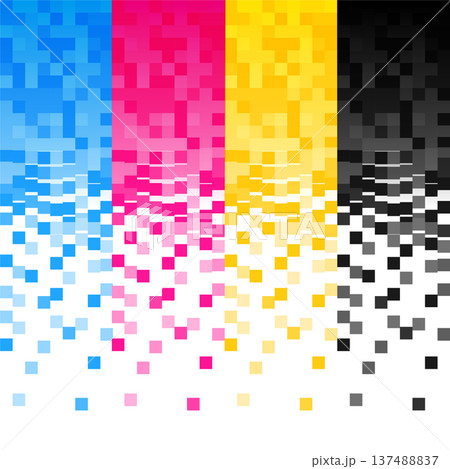 abstract cmyk color stripe background in dotted style abstract cmyk color stripe background in dotted style 137488837