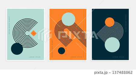 bauhaus line style abstract shape element layout in set 137488862