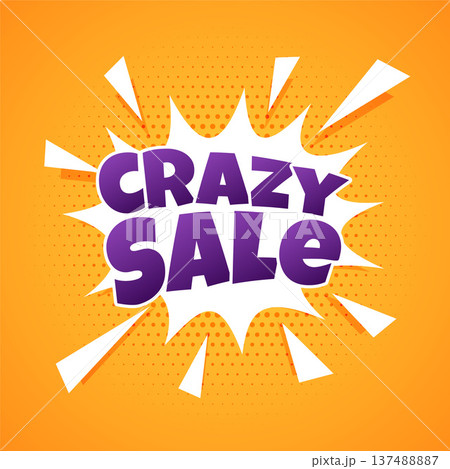 pop art crazy sale promo background with halftone effect pop art crazy sale promo background with halftone effect 137488887