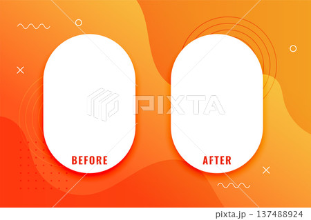 before and after transparent frame template in memphis style 137488924