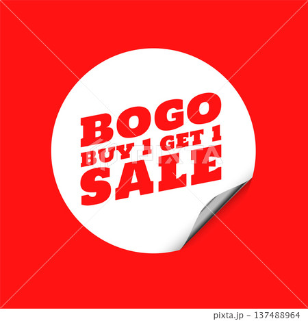 buy 1 get 1 free sale offer sticker background design 137488964