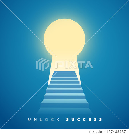 creative unlock business opportunity success staircase with bright keyhole design creative unlock business opportunity success staircase with bright keyhole design 137488987