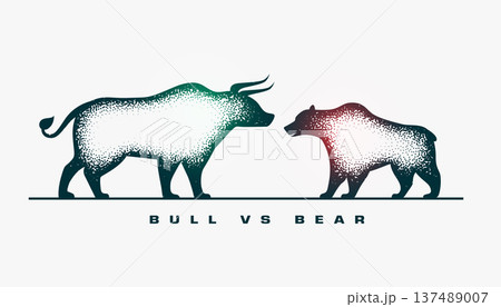 dotted style bull vs bear investing trade background dotted style bull vs bear investing trade background 137489007