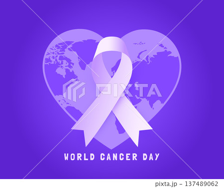 global cancer day solidarity campaign background with heart-shaped world map 137489062