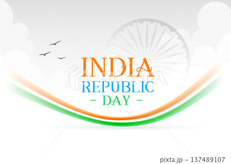 india republic day white background with national flag strip and ashok chakra 137489107
