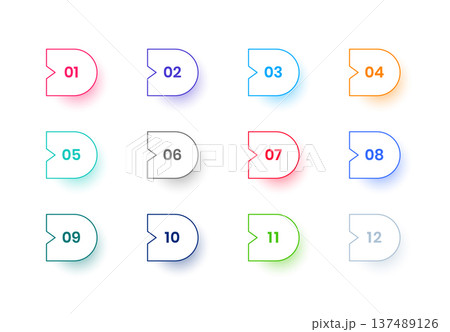 line art colorful bullet points info key in set 137489126