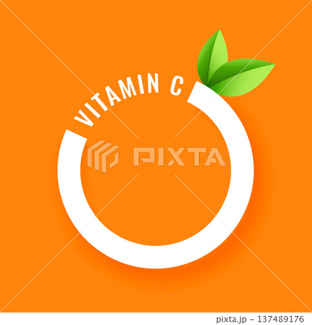 papercut vitamin c citrus nutrition logo with leaves 137489176