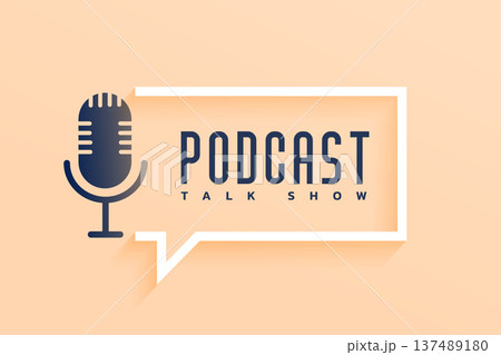 podcast studio talk show concept poster with microphone 137489180
