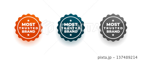 set of most trusted brand sticker in various colors set of most trusted brand sticker in various colors 137489214