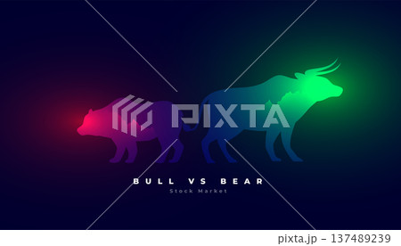 symbol of stock market bullish profit vs bearish loss background 137489239