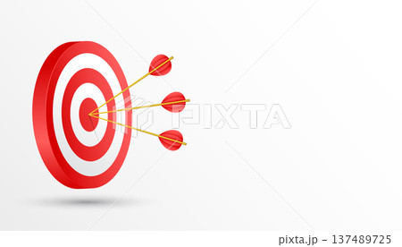3d style red dart arrow hitting center of dartboard design 3d style red dart arrow hitting center of dartboard design 137489725