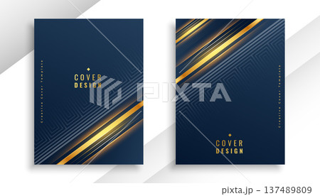 collection of premium magazine cover layout with golden lines 137489809