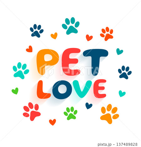 colorful paw footstep print mark on white background 137489828