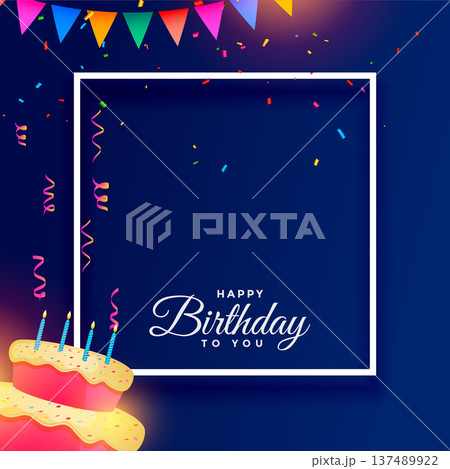 happy birthday eve confetti background with delicious cake design 137489922
