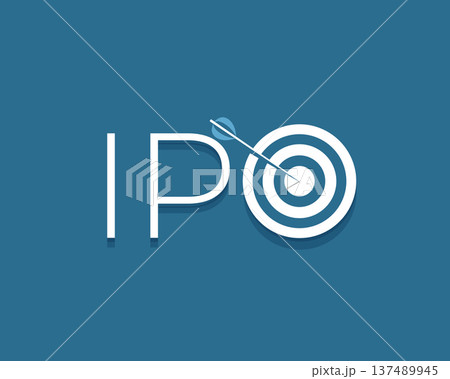 ipo initial public offering target goal concept with arrow hitting bullseye ipo initial public offering target goal concept with arrow hitting bullseye 137489945