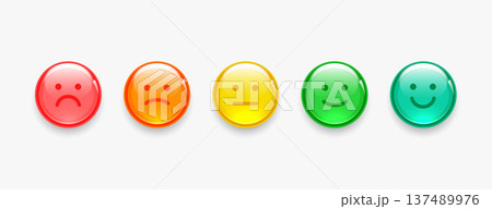 isolated glossy mood meter button shiny circular face emoji 137489976