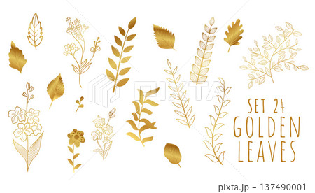 modern style golden leaves banner in set 137490001