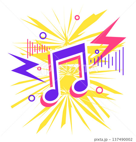 modern style music note with lightning bolt and sound waves background 137490002