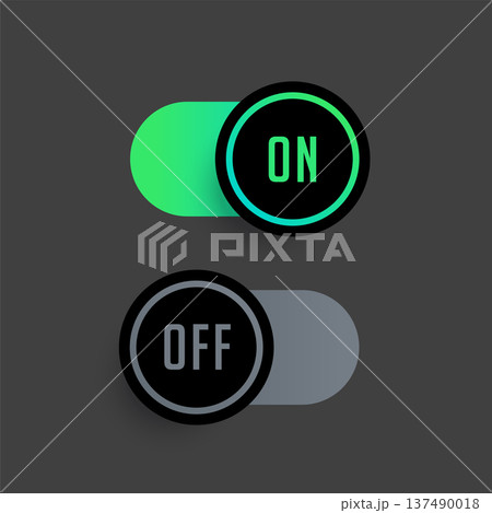 on and off toggle button dark theme a UI/UX element on and off toggle button dark theme a UI/UX element 137490018