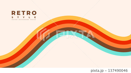 retro style 70s curvy vintage line background 137490046