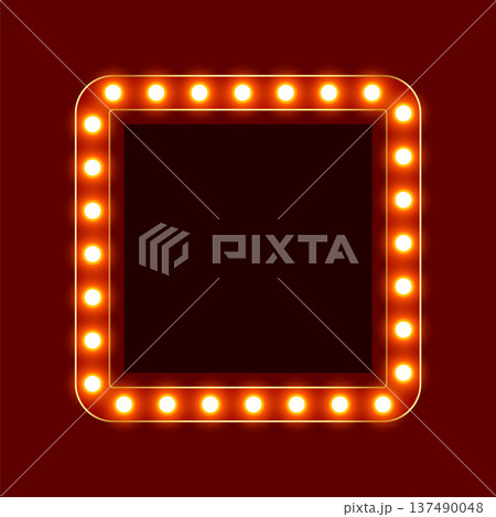 retro style showtime lightbox frame with glowing bulb design 137490048