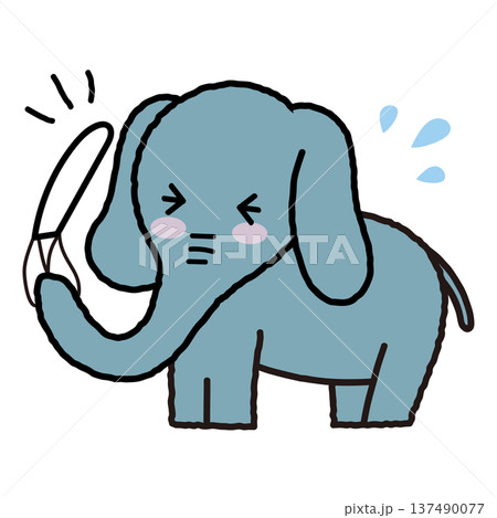 くしゃみをしているぞうのシンプルかわいいイラスト 137490077