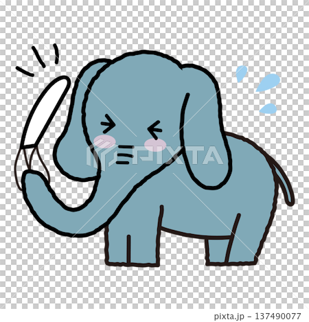 くしゃみをしているぞうのシンプルかわいいイラスト 137490077