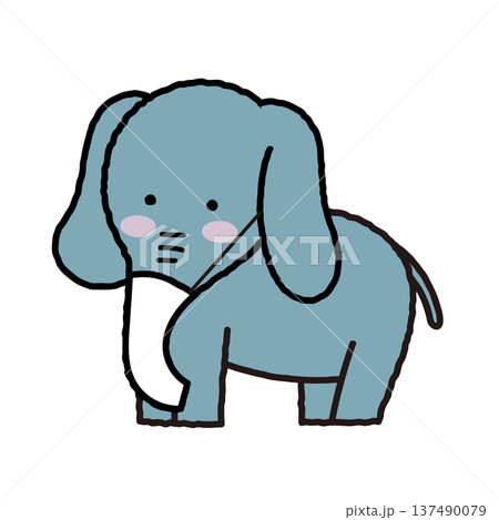 マスクをしたぞうのシンプルかわいいイラスト 137490079