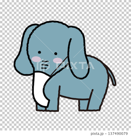 マスクをしたぞうのシンプルかわいいイラスト 137490079