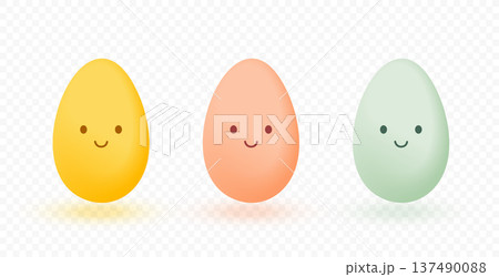 set of three minimal smiling easter eggs characters in pastel colors set of three minimal smiling easter eggs characters in pastel colors 137490088