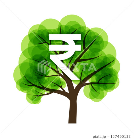 white indian currency rupee sign on green foliage tree white indian currency rupee sign on green foliage tree 137490132