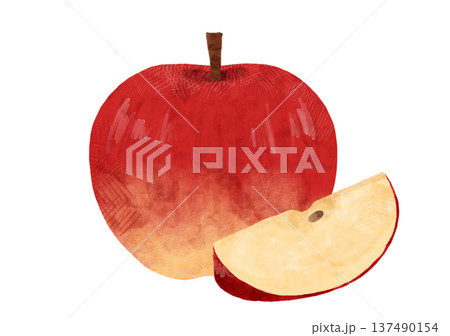水彩 りんご カット 食材イラスト 単体素材 ペットフード 137490154