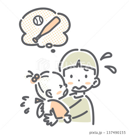 ヤングケアラー　男の子　シンプルでお洒落な線画イラスト 137490155