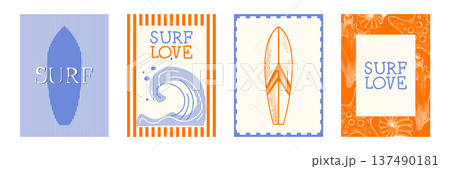 Vintage surf stamp, summer travel posters Vintage surf stamp, summer travel posters 137490181