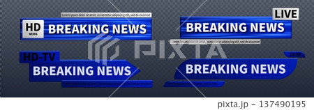 Breaking news banner templates, lower third bars 137490195