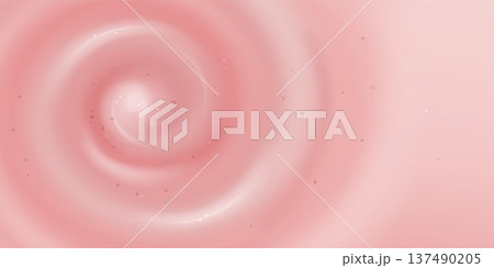 Pink strawberry yogurt texture with creamy swirls 137490205