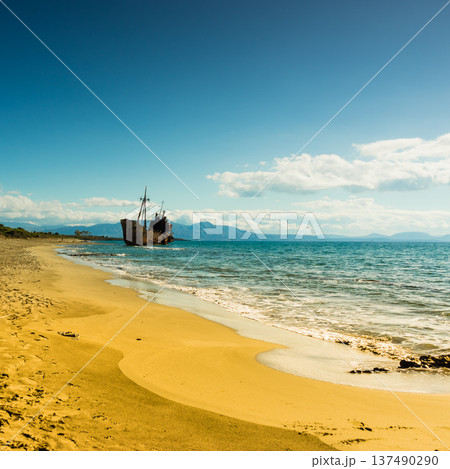 The famous shipwreck near Gythio Greece 137490290