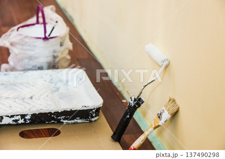 White paint with essentials equipment White paint with essentials equipment 137490298