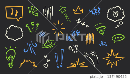 Comic emphasis signs set isolated on black Comic emphasis signs set isolated on black 137490423