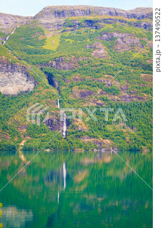 Mountains and fjord in Norway, 137490522