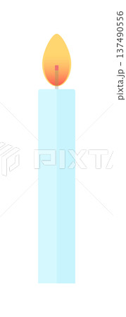 火が付いた1本の薄い水色のろうそくのイラスト素材 - 誕生日や記念日、結婚式のかわいいキャンドル 137490556
