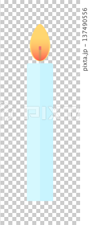 火が付いた1本の薄い水色のろうそくのイラスト素材 - 誕生日や記念日、結婚式のかわいいキャンドル 137490556