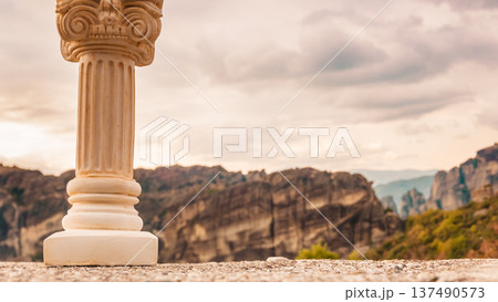 Greek column and huge rocks in Meteora Greece Greek column and huge rocks in Meteora Greece 137490573