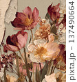 Vintage Botanical Collage With Pressed Flowers On Antique Paper Background 137490664