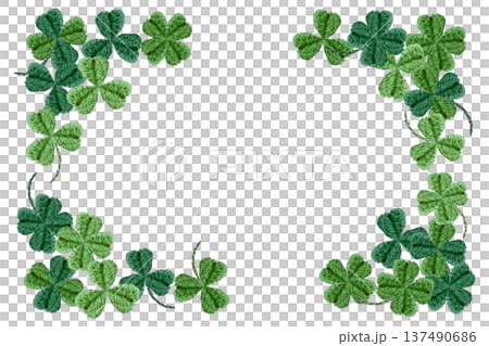 【三葉草邊框】手工刺繡插畫素材 137490686