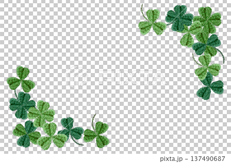 【三葉草邊框】手工刺繡插畫素材 137490687