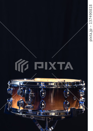 Drum close-up. Drumsticks with a drum. 137490818